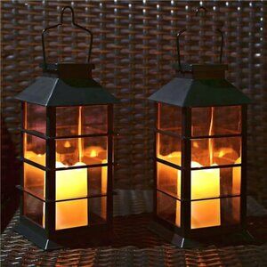 LED Solar Lantern - Outdoor Hanging Solar Lights Waterproof Flickering Flame